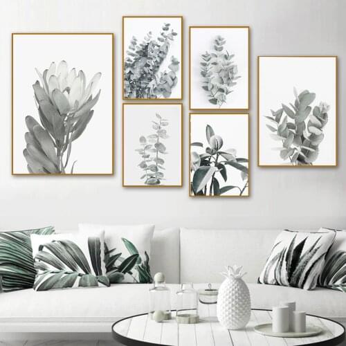 Green Leaves Eucalyptus Imperial Flower Wall Art Canvas Painting Nordic Posters And Prints Wall Pictures For Living Room Decor