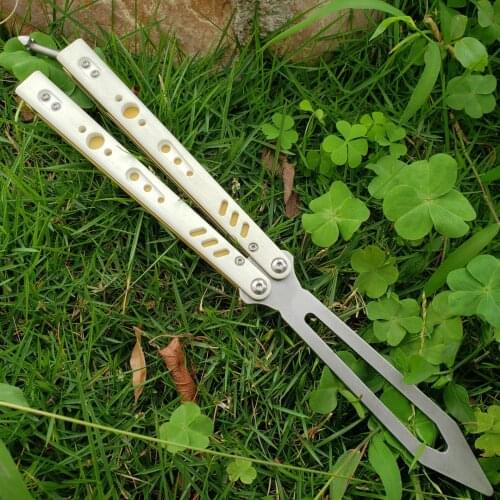 Theone White BRS Replicant Butterfly in knife Trainer Knife G10+titanium Handle D2 Blade bushing system Folding survival Knife