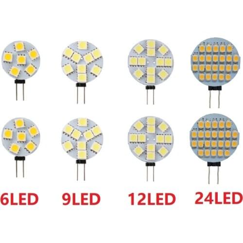 Wholesale 2pcs Spotlight G4 LED Round Range Hood Bulb 12v SMD 5050 6/9/12/24 Leds LED Boat Light White / Warm White Bulb Lamp