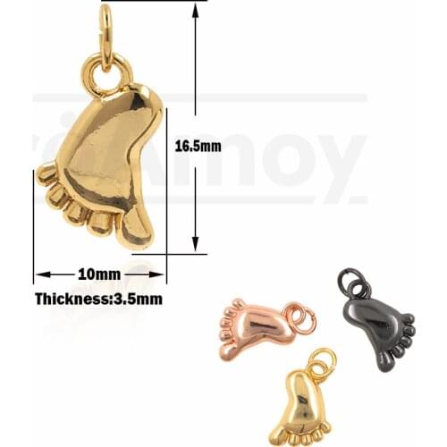 Brass Plated Foot Necklace Lovely Baby Foot Pendant DIY Jewelry Making Accessories 16.5x10x3.5MM