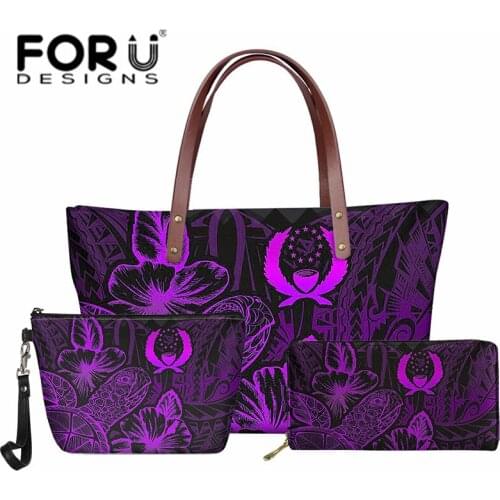 Pohnpei Women Totes Bag and Wallet Set Turtle Hibiscus Pattern Female Composite Bag Luxury Beach Handbags Purse Zipper Clutch