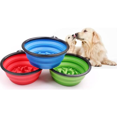 Collapsible Dog Bowl Slow Feed Dog BowlFoldable Pet Tavel Bowl Portable Slow Feeder Cat Bowl for Outdoor Camping