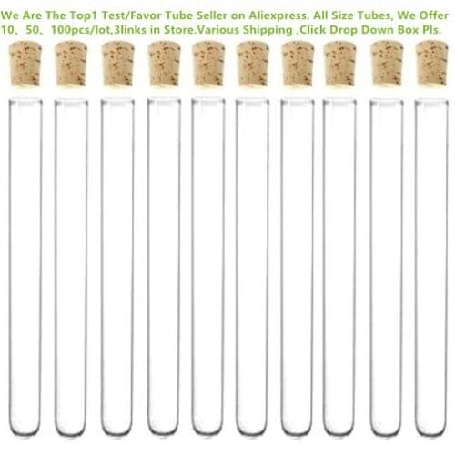 50pcs 25*150 mm 50 ml Glass Test Tube With Cork Stopper Favor Package Tube Refillable Bottle Candy Jar