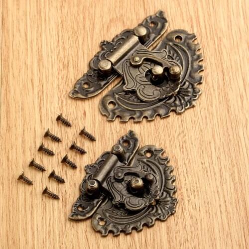 1PC Vintage Wooden Box Hasps Lock Jewelry Chest Box Catch Latches Suitcase Buckle Clip Clasp Funiture Hardware With Screws