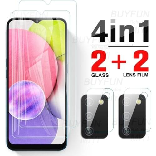 1-to-4 camera lens protective glass for samsung galaxy a03s a03 s a 03s 03 s 2021 armor safty screen protectors tremp film cover