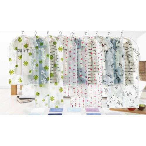 4 Sizes Flower Print Clothes Protector Hanging Cover Adult Kids Transparent Waterproof Clothes Dust Cover