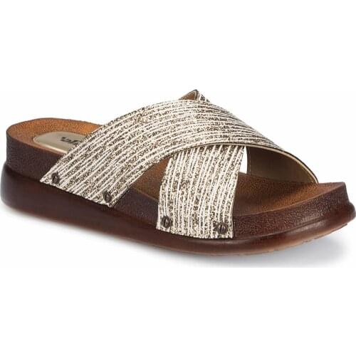 Gold Color Womens Slippers Stylish Shiny Solid Material Compatible with Jeans 100% Original Daily Bright Sandal Comfortable