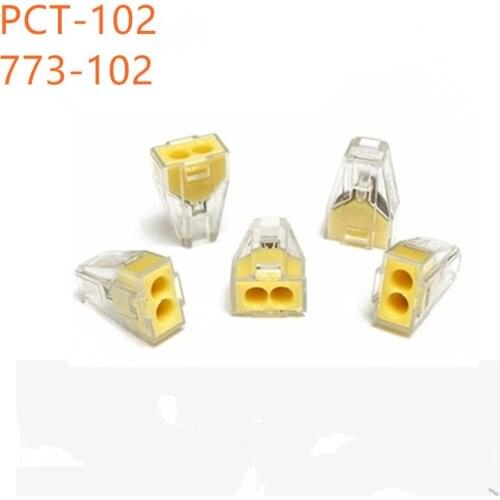 10pcs PCT-102 PCT102 773-102 Push wire wiring connector For Junction box 2 pin conductor terminal block wire connector Hot