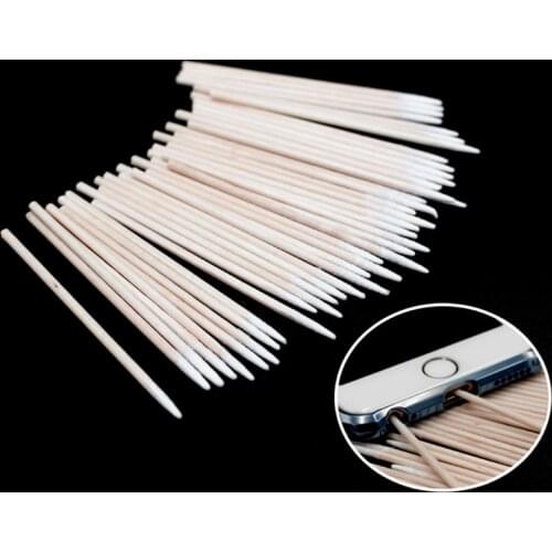 100Pcs Cotton Disposable Stick Clean Tool for AirPods Earphone Phone Charge Port