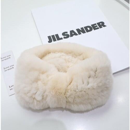 100% Really rabbit fur collar female winter stretch mesh bib headband wild leather grass plush headgear children women scarf