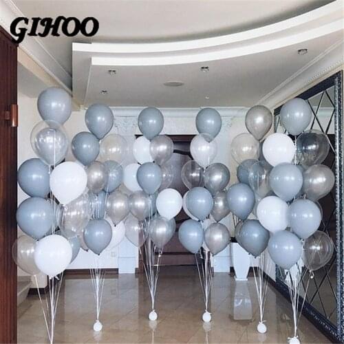 20pcs Grey White Latex Balloons 2.8g Clear Transparent Ballon Romantic Inflatable Wedding Decoration Birthday Partrty Decaration