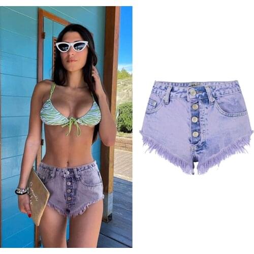 2021 Female Fashion Casual Summer Cool Women Denim Booty Shorts High Waists Fur-Lined Leg-Openings Plus Size Sexy Short Jeans