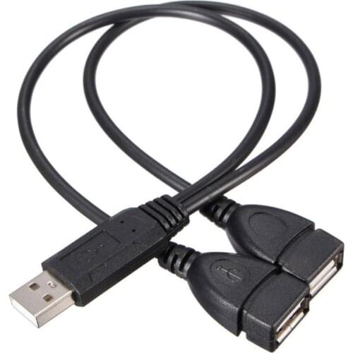 30cm One-Two Extension USB Cable USB 2.0 Male to Dual USB 2.0 Female Hub Adapter