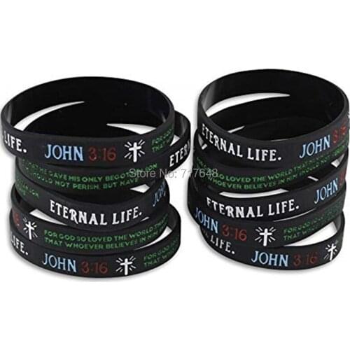 300pcs Bible Verses John 3:16 wristband silicone bracelets free shipping by FEDEX A