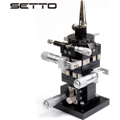 SETTO Precision XYZR 4 Axis Manual Linear Positioning Stage Bearing Tuning Platform Sliding Table 60x60mm