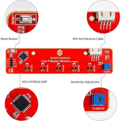 SunFounder I2C 5-Channel Line Tracking Sensor Infrared IR Detection Module for Arduino Raspberry Pi Car Robot