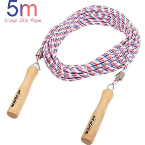 5 m Group Skip Rope wooden handle cotton rope training students adult sports long jump rope