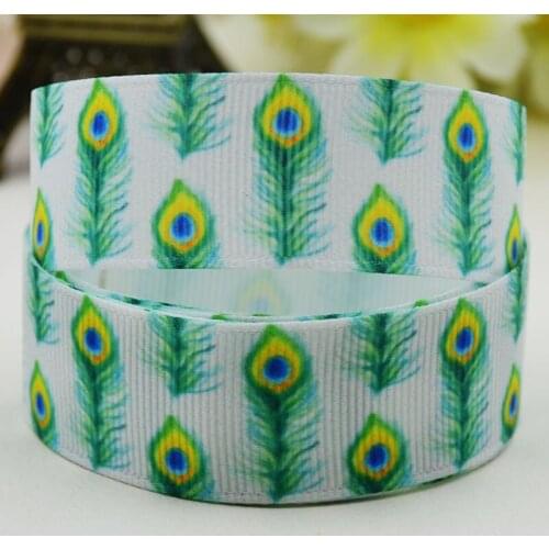 22mm 25mm 38mm 75mm Ruban satin feather printed Grosgrain Ribbon Hair Accessories party decoration 10 Yards X-02448