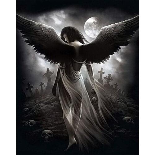 5D DIY Diamond Embroidery The Wings Under The Moon Diamond Painting Full Circle Drilling Water Drilling Landscape Home Decoratio