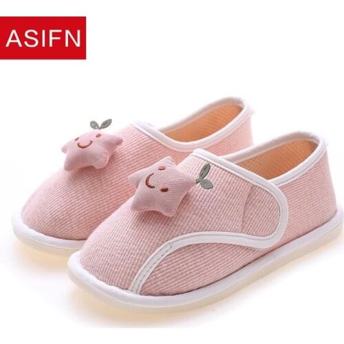 ASIFN Spring Autumn New Home Knitted Fabric Ladies Confinement Cotton Shoes Home Warm Soft Bottom Bag Root Cotton Slippers