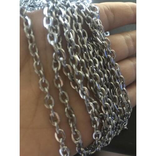 Lot 10meter 4.5mm Rolo Chain Oval Link Chain Stainless Steel Fashion Strong Jewelry Findings Chain Marking DIY Silver