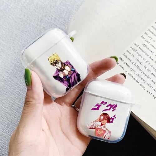 Anime JoJo Bizarre Adventure Earphone Case For Airpods 1 2 Pro Pattern Clear Soft TPU Headphones Cover Pattern Wireless Coque
