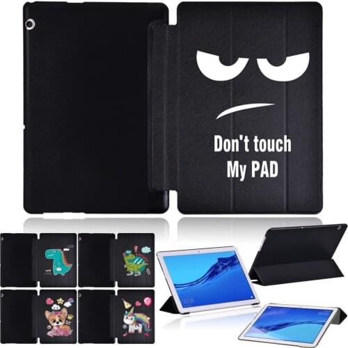 For Huawei MediaPad T3 10 9.6" Tablet Cover for MediaPad T5 10 10.1" Three-Fold Folio Stand Case