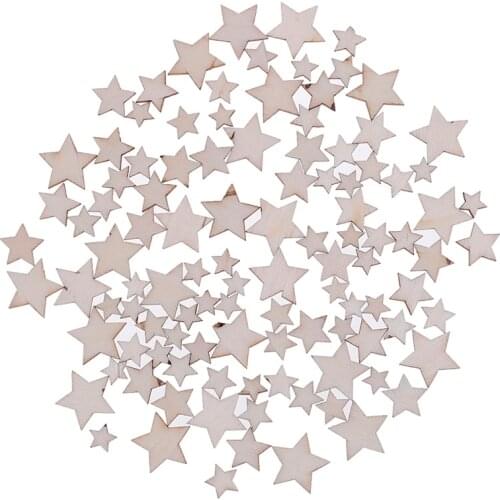 100Pcs Home Decor 10/12/15/20MM Wood Star Fashion Wooden DIY Christmas Scrapbooking Party DIY Decorations Chipboard