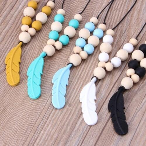 Baby Infant Silicone Feather Jewelry Teething Necklace Baby Nursing Chewing Toys Q1FE