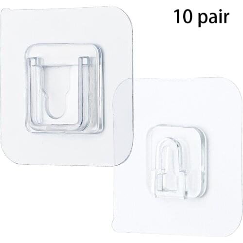 5 Pair Double Sided Adhesive Wall Hooks Wall Reusable Transparent Waterproof Sided Wall Adhesive Hooks Kitchen Wall Storage