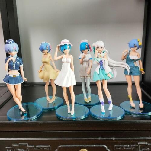 6pcs/set Anime Re: life In A Different World To Zero Rem Ram PVC Action Figures Toys Gift 16cm