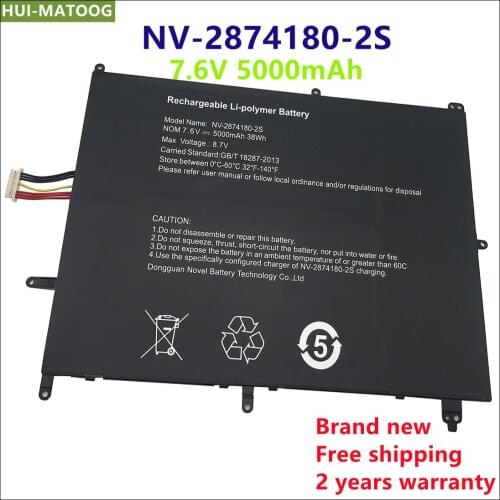 NV-2874180-2S Laptop Battery for JUMPER 30154200P HW-38155158 TH133K-MY TH140A 2310 Ezbook X4 NB133 7.6V 5000mAh 4cell