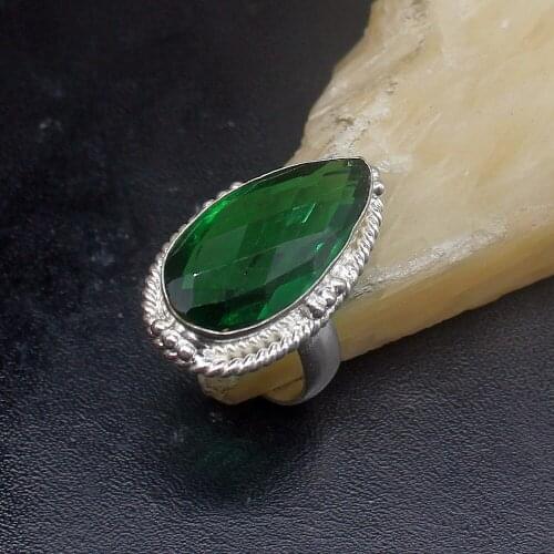 Gemstonefactory Jewelry Big Promotion Single Unique 925 Silver Amazing Green Topaz Women Men Gifts Band Rings 7# 20212936