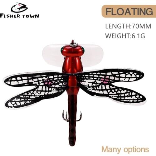 1pcs Topwater Dragonfly bait Artificial 6g 70mm Trout Popper Wobblers Fly Fishing Lure Simulation Dragonfly Baits Accessories