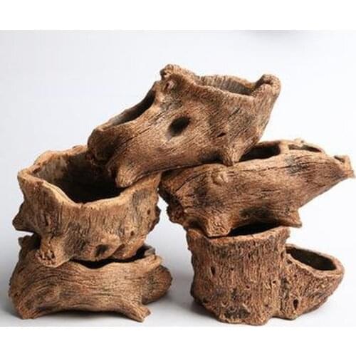 Succulent Flower Pot Cement Imitation Tree Head Double Cylinder Root Wood Green Plant Micro Landscape Potte