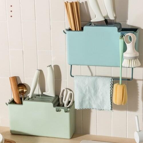 For real-time use Chopstick Storage Cage Wall-mounted Household Non-perforated Holder Drain Thickened Suit for Kitchen TS1
