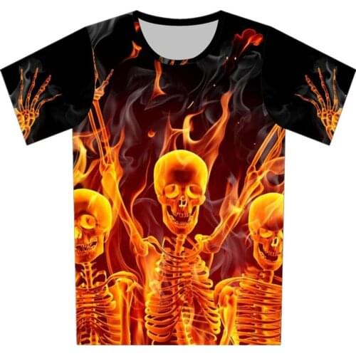 Joyonly 2019 Summer Boys/Girls Fire Tees Skull Body Hand Beautiful Girl Design Fashion T-shirt Children 3d T shirt Kids Tops