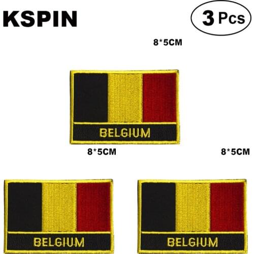 Belgium Rectangular Shape Flag patches embroidered flag patches national flag patches for clothing DIY Decoration