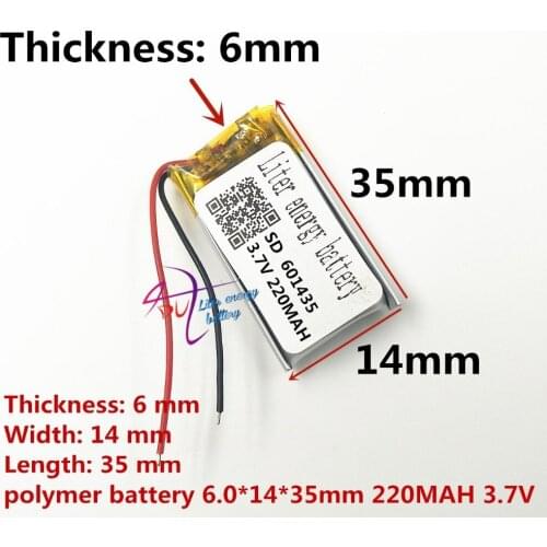 Best battery brand MP3 MP4 free shipping 3.7V wireless Bluetooth mouse battery 061435 601435 220mah battery battery recorder