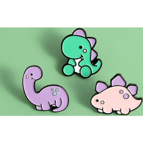 Little dinosaur baby Enamel Brooch Cartoon animal Lapel Pin Dragon Sword tanystropheus Tyrannosaurus Rex Cute badge jewelry kid