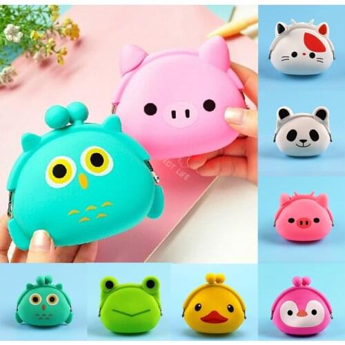 Kawaii Candy Owl Wallet Silicone Small Pouch Cute Coin Purse for Girl Key Rubber Wallet Children Mini Animal Case Storage Bag