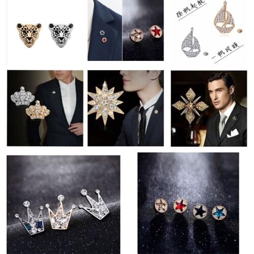 Shirt Crystal Mini Brooch Fashion Office Lady Collar Pins Special Mens Formal Suit Broach For Party