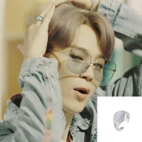 Fashion Silver color Ring Kpop Jewelry bangtan boys Dynamite Jimin same Accessories for Women Men Adjustable Ring Park Jimin