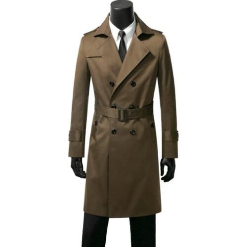 Mens trench coats brown man double breasted long coat men clothes slim fit overcoat long sleeve 2020 new designer big size S-9XL