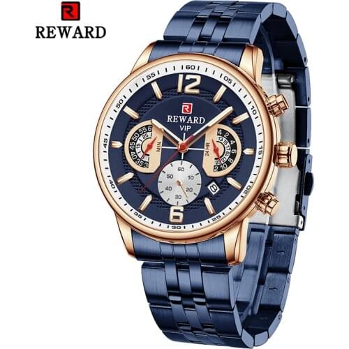 Reward Mens Quartz Watch Business Wrist Watch Waterproof Chronograph Sport Wristwatch for Men Calendar Luminous Timepieces
