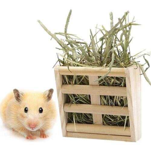 019 New Small Animals Feeding Rabbit Hay Feeder Rack Wooden Feeding Watering Supplies For Guinea Pig Dishes With Pet Accessories