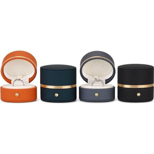 Oirlv Newly Fashion Round Multiple Colour PU Leather Ring Box Jewelry Storage Organizer for Engagement