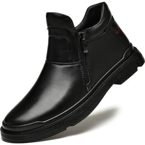 Autumn Winter Boots Men 2020 Fashion Casual Boots Men Design Mens Boots Warm With Fur Black Boots