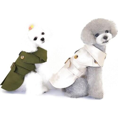 Pet British Style Coat Pet Windbreaker Coat Outfit For Small Dogs Pet Autumn Winter Warm Clothes