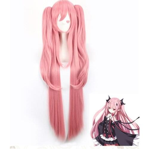 Seraph Of The End Krul Tepes Long Straight Wig Owari no Synthetic Hair Anime Cosplay Ponytail Wigs 100CM